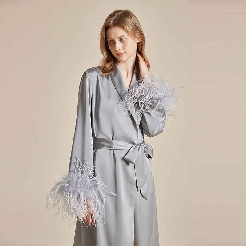 Summer ice silky French high-end pure feather sleepwear