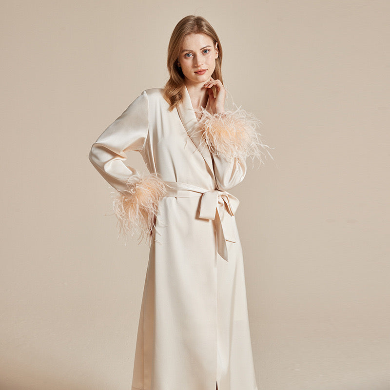 Summer ice silky French high-end pure feather sleepwear
