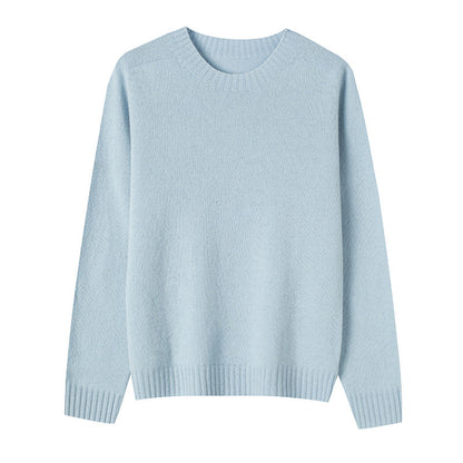 【Upgraded Fabric 】100% Wool Women’s Crew Neck Seamless Knitted Sweater