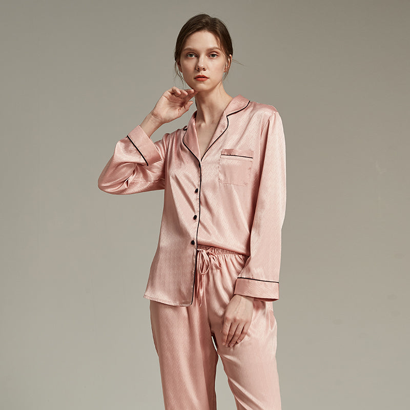 Satin soft and skin-friendly thin pajama set——Rose