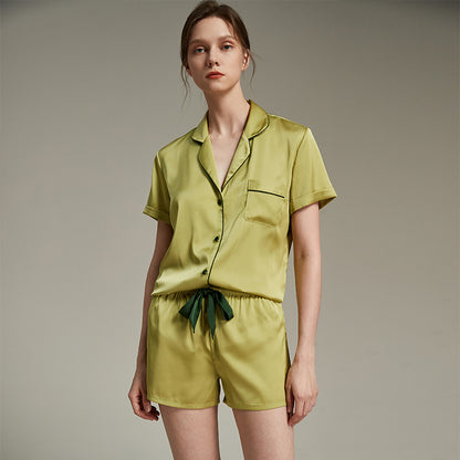 2024 New Silky Contrast Color Thin Pajama Set