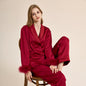 Feather pajamas high-end plus velvet, thickening double-breasted lapel home wear