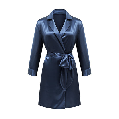 New color Lapel silky texture thin Robe