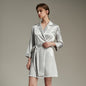 New color Lapel silk texture thin Robe