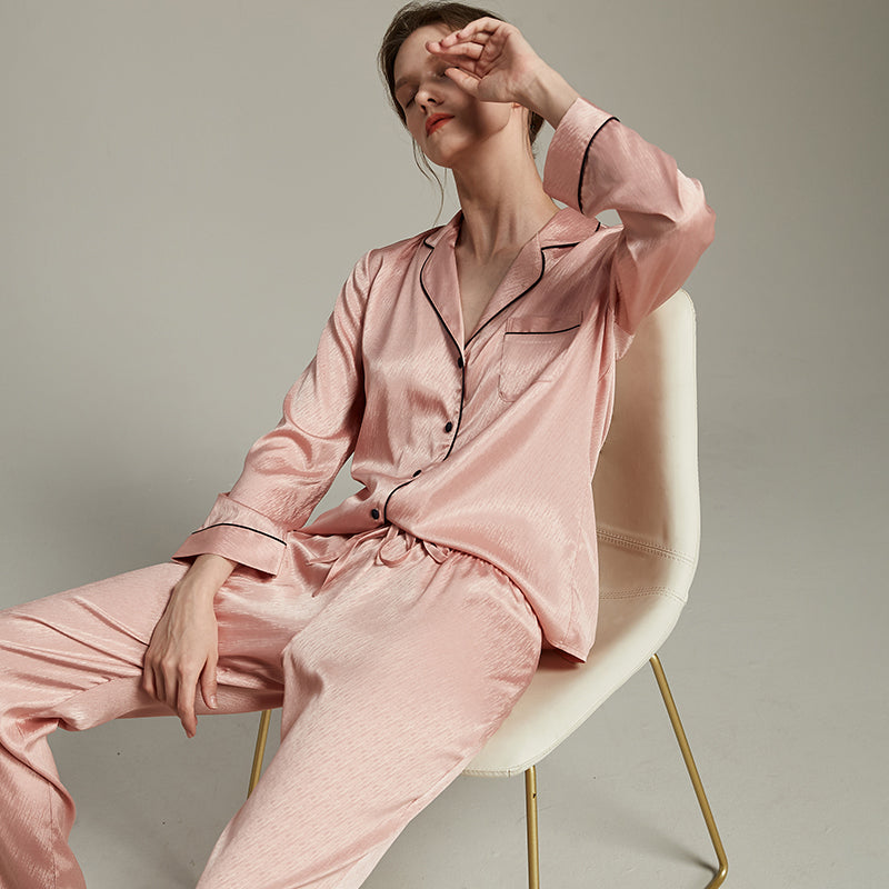 Satin soft and skin-friendly thin pajama set——Rose