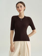 C Women’s Short-Sleeve Crew Neck Knitted Sweater - Seamless Design 004