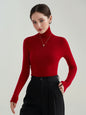 100% Wool Seamless Yangzi Yarn Slim Fit Knit Sweater with Draped Turtleneck007