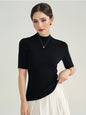 Half-Collar, Half-Sleeve Slim-Fit Lightweight Pure Wool Sweater 012