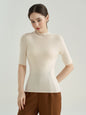 Half-Collar, Half-Sleeve Slim-Fit Lightweight Pure Wool Sweater 012