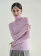 100% Wool Seamless Yangzi Yarn Slim Fit Knit Sweater with Draped Turtleneck007