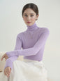 New Draped Turtleneck Lightweight Fine Wool Sweater 014