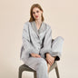 Feather pajamas high-end plus velvet, thickening double-breasted lapel home wear