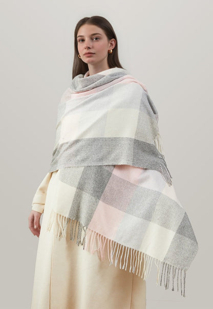 Plaid Cashmere-Feel Scarf and Versatile Shawl