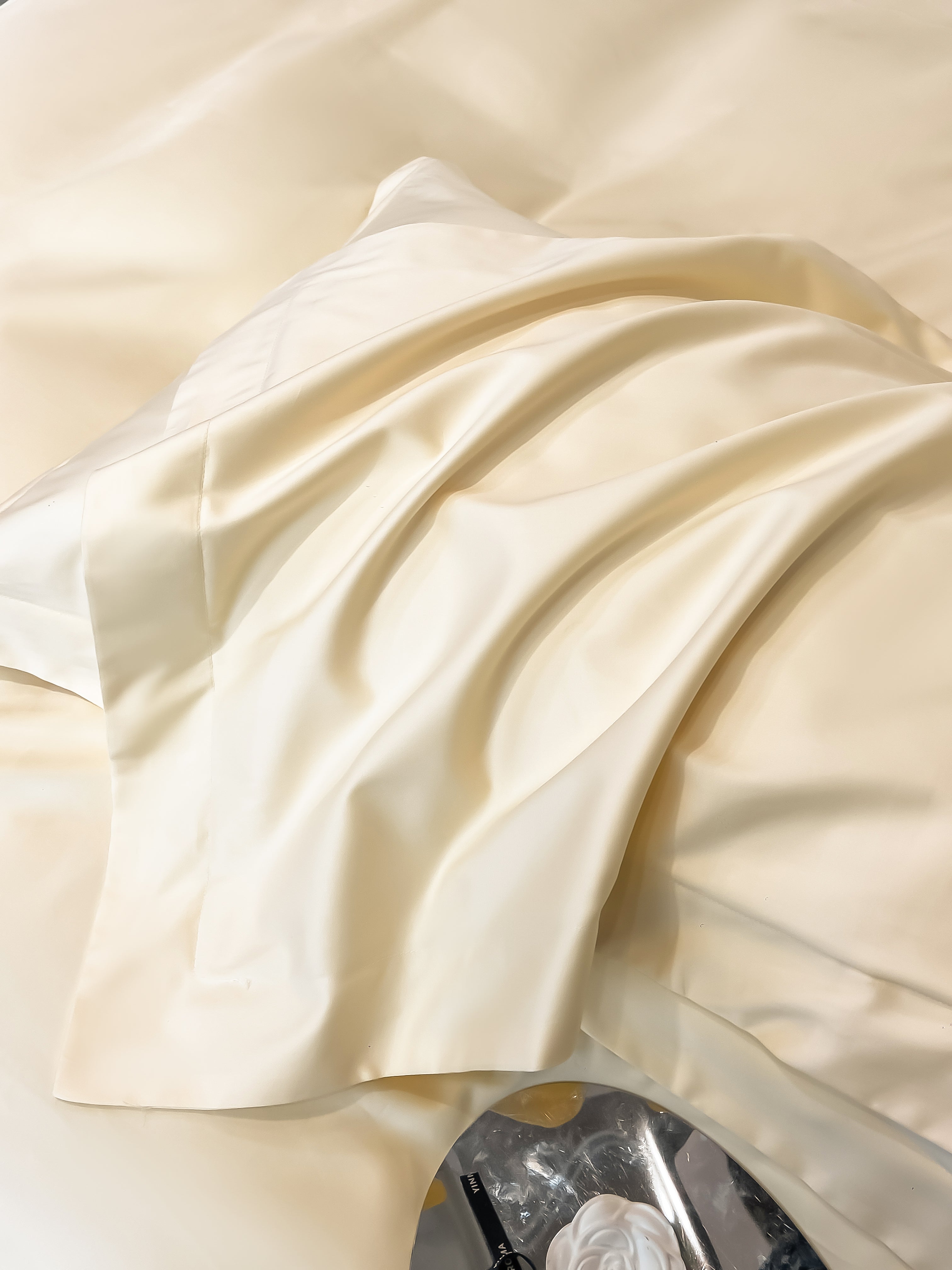 Luxurious and high-end 100-count long-staple cotton four-piece set of pure cotton high-quality bed sheets and quilt covers for sleeping naked——15 cheese yellow