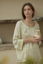 Cheongsam-Style Rayon Sateen Pajama Set