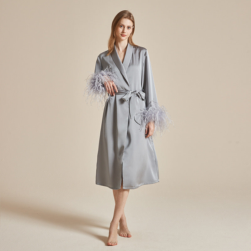 Summer ice silky French high-end pure feather sleepwear