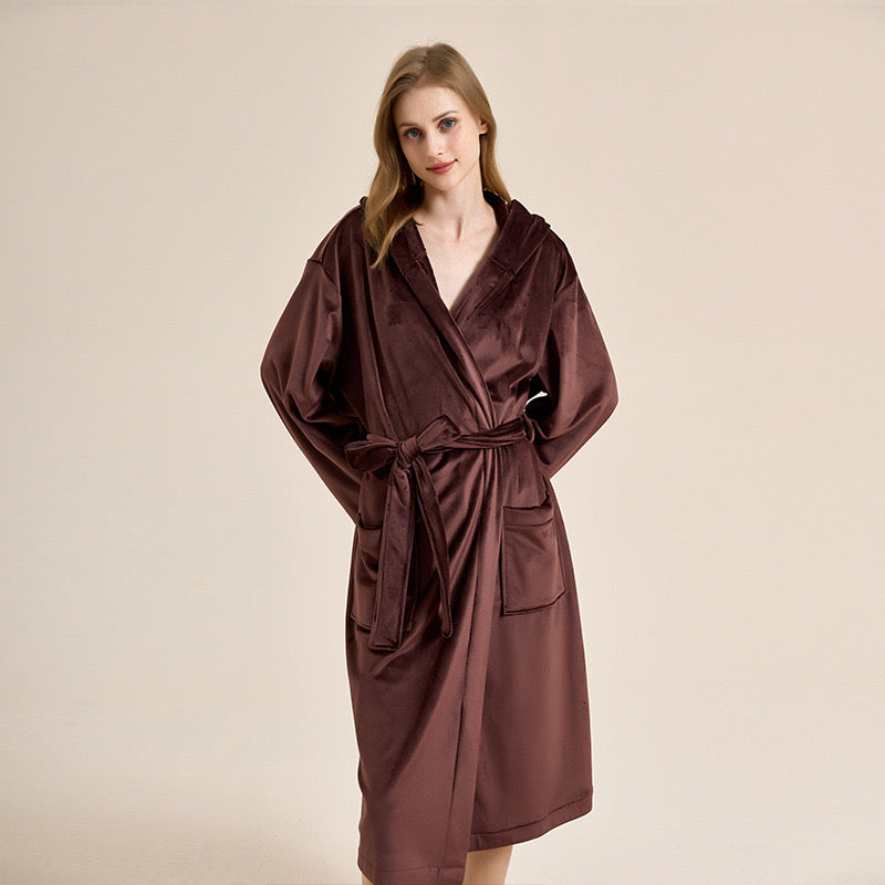 Double-sided island velvet pajamas plus velvet thickening warm coat