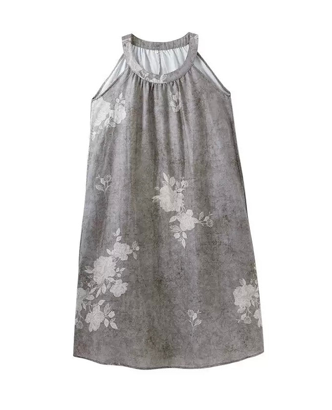 Double-Layer Cotton Gauze Print Midi Nightdress