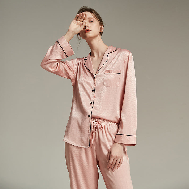 Satin soft and skin-friendly thin pajama set——Rose