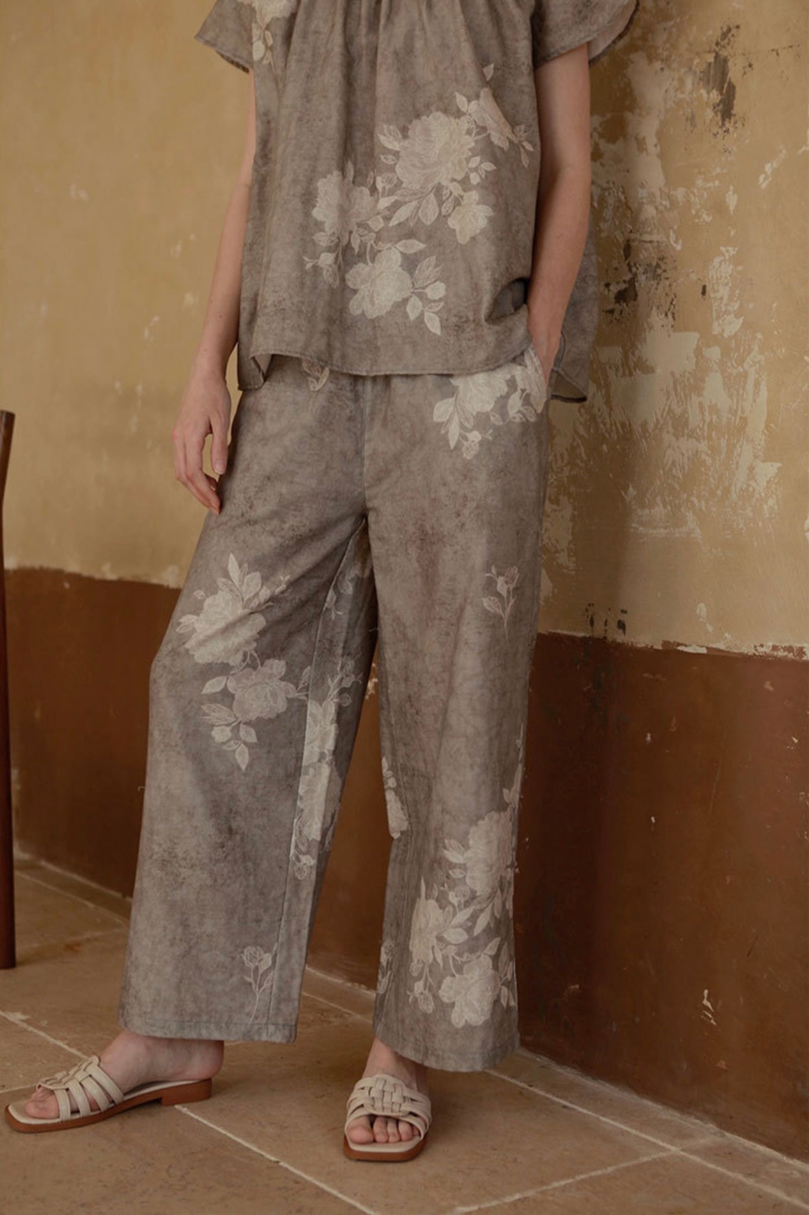 Double-Layer Cotton Gauze Print Pajama Set