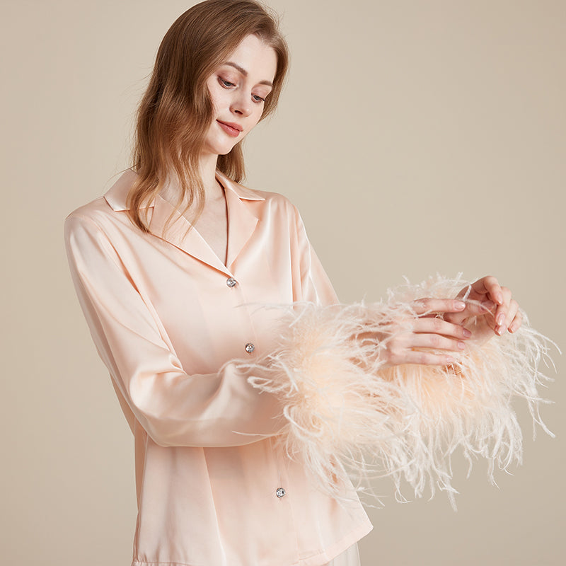 Summer ice silky French high-end pure feather home suit