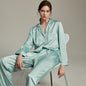 Satin soft and skin-friendly thin pajama set——Light blue