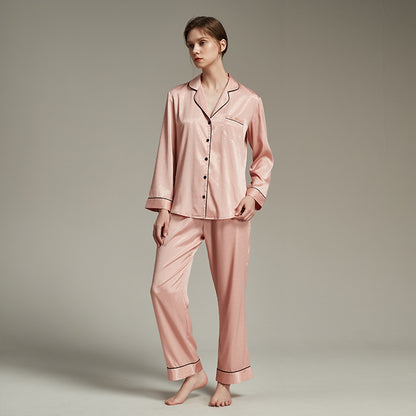 Satin soft and skin-friendly thin pajama set——Rose