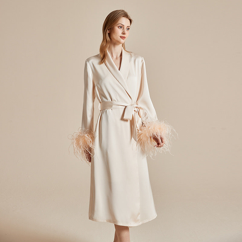 Summer ice silky French high-end pure feather sleepwear