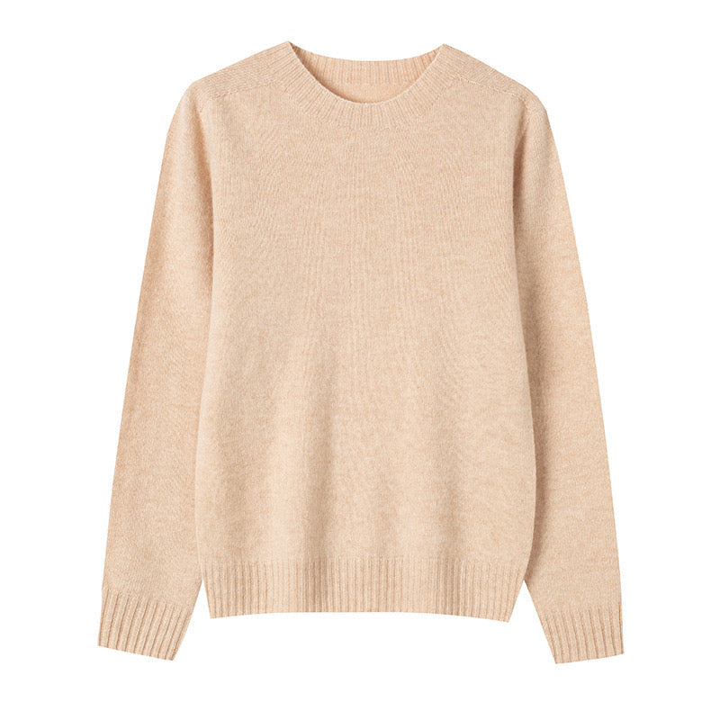 【Upgraded Fabric 】100% Wool Women’s Crew Neck Seamless Knitted Sweater
