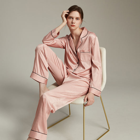 Satin soft and skin-friendly thin pajama set——Rose