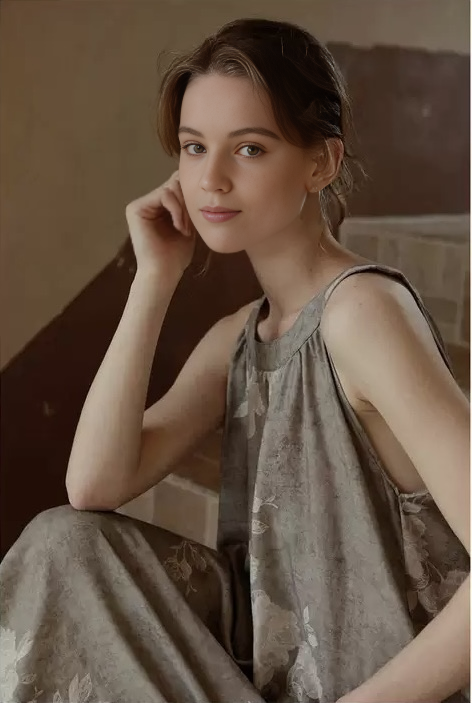 Double-Layer Cotton Gauze Print Midi Nightdress