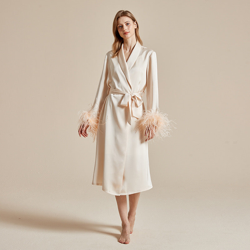 Summer ice silky French high-end pure feather sleepwear