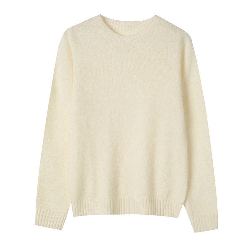 【Upgraded Fabric 】100% Wool Women’s Crew Neck Seamless Knitted Sweater