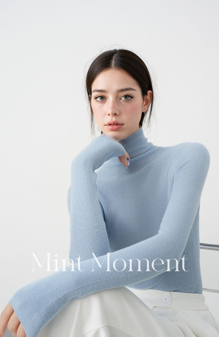 Black label Seamless Knitted Women's Sweater, 100% Wool Base Layer Top (Earth tone)002