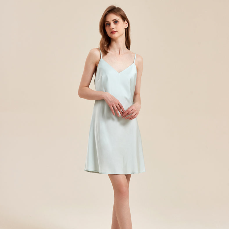 2024 summer silky draped ice silk suspender nightgown—206