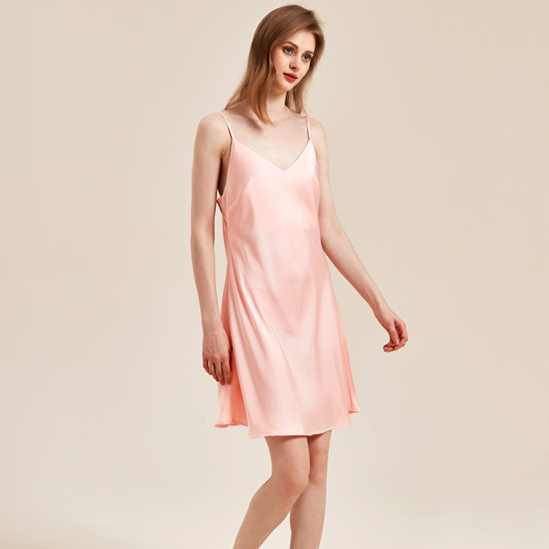 2024 summer silky draped ice silk suspender nightgown—206