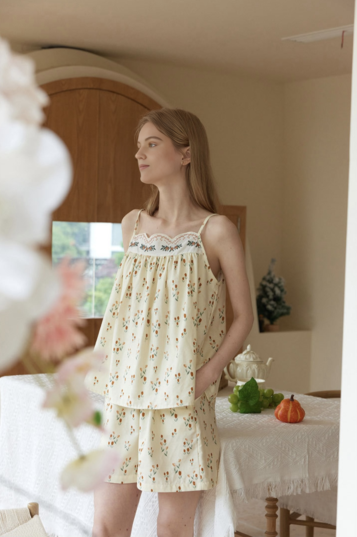 Cotton Floral Print Pajama Set – Cottagecore Style