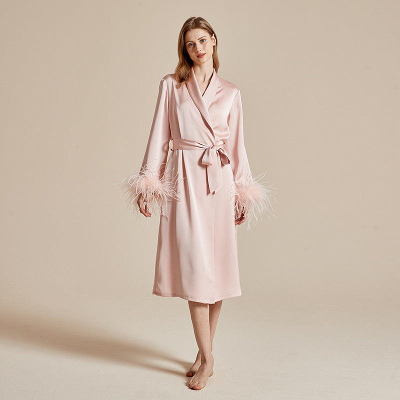 Summer ice silky French high-end pure feather sleepwear