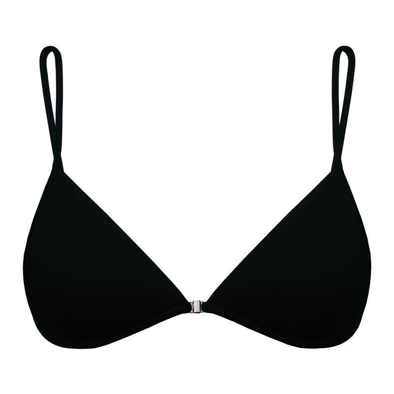 French triangle cup underwear women's beautiful back halter neck spaghetti straps front buckle bra thin seamless small chest bra