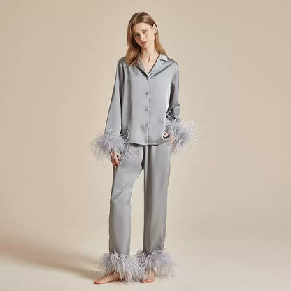 Summer ice silky French high-end pure feather home suit