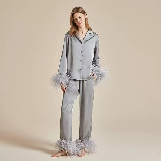 Summer ice silky French high-end pure feather home suit