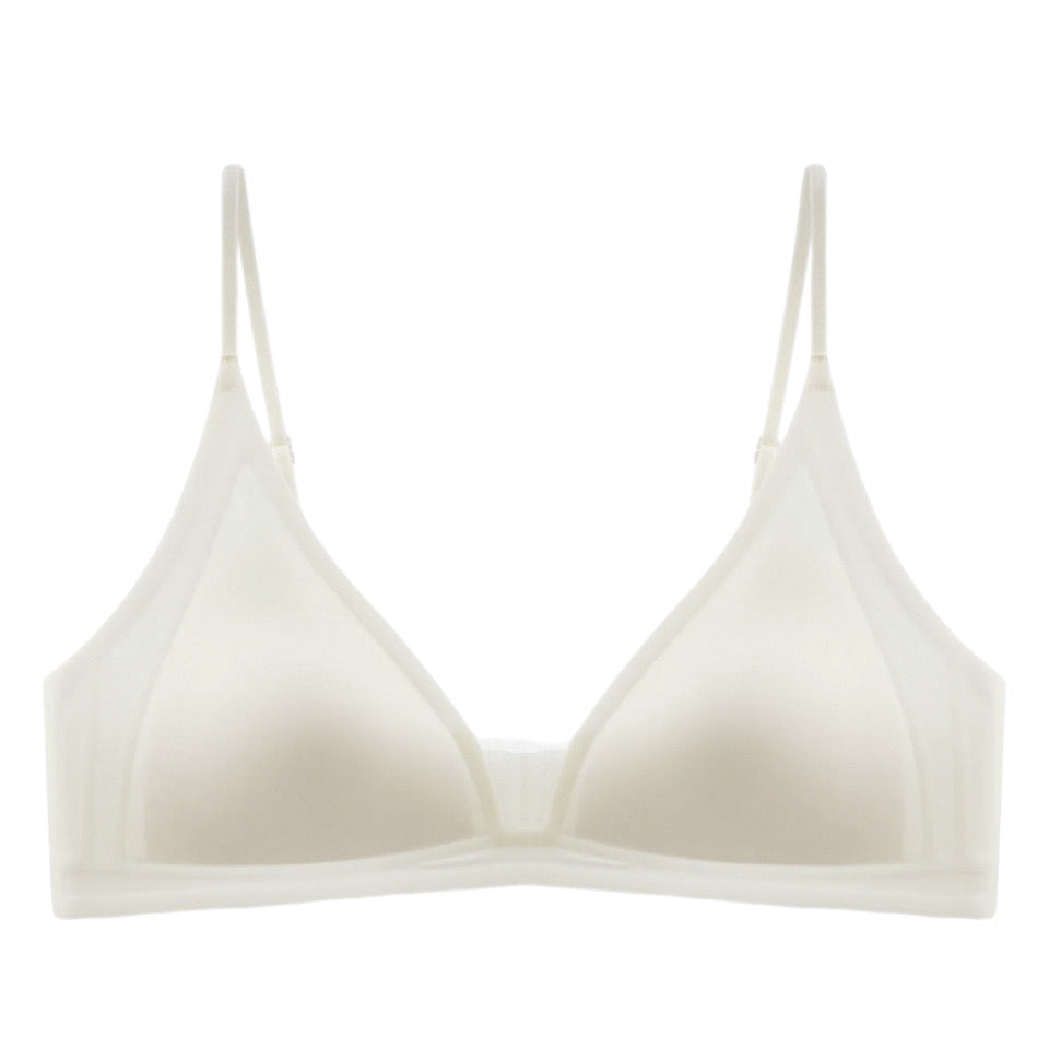 Satin Underwear – Slim Straps, Seamless Triangle Bralette for Small Chest, Wire-Free Bra