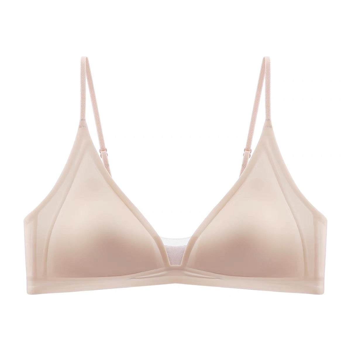 Satin Underwear – Slim Straps, Seamless Triangle Bralette for Small Chest, Wire-Free Bra