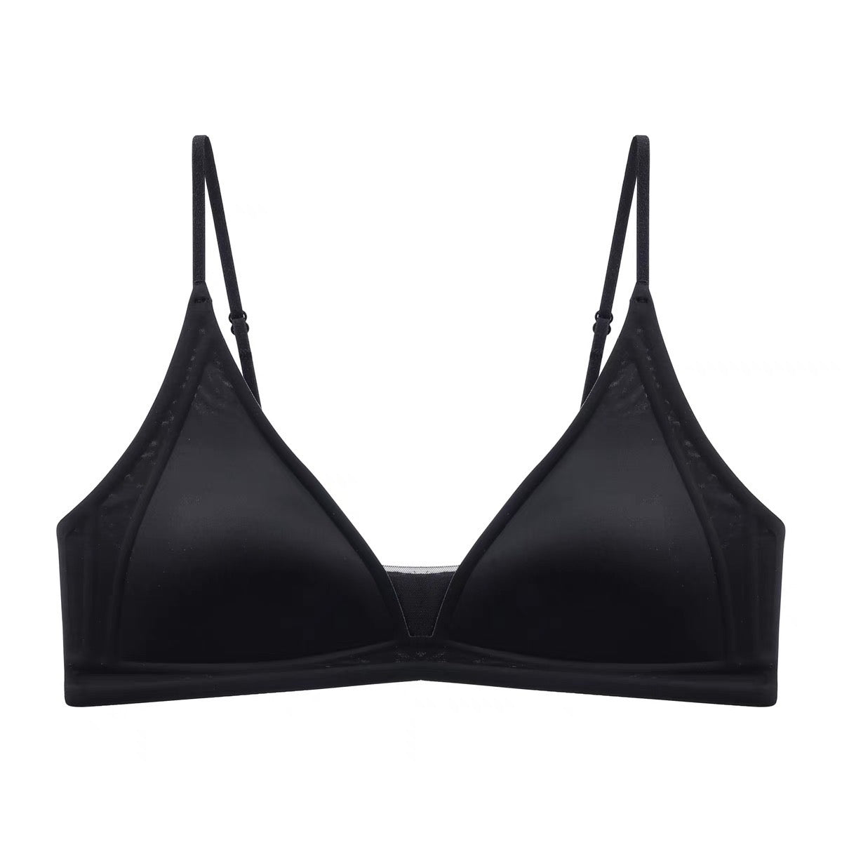 Satin Underwear – Slim Straps, Seamless Triangle Bralette for Small Chest, Wire-Free Bra