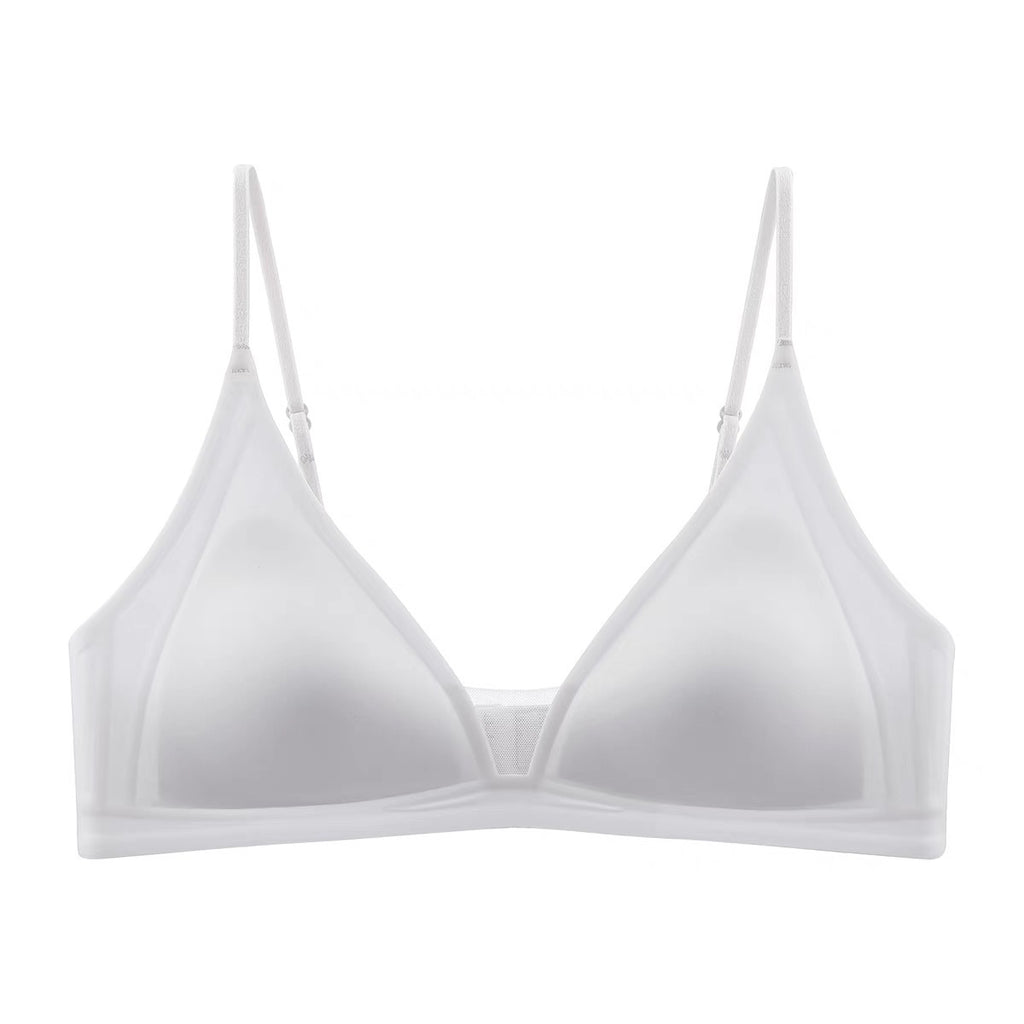 Satin Underwear – Slim Straps, Seamless Triangle Bralette for Small Chest, Wire-Free Bra