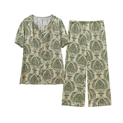 Forest-Inspired Cotton Sateen Pajama Set – Long Sleeve