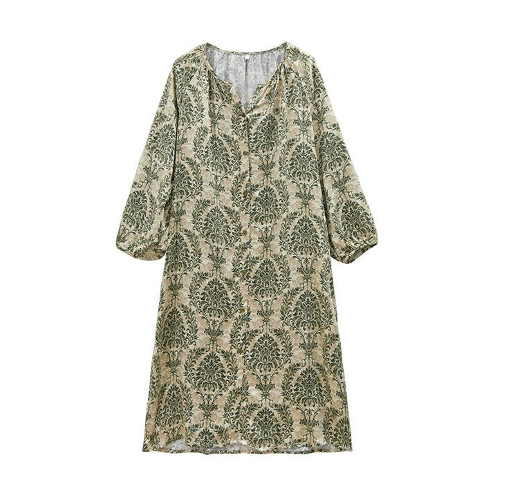 Forest-Inspired Cotton Sateen Pajama Set – Long Sleeve