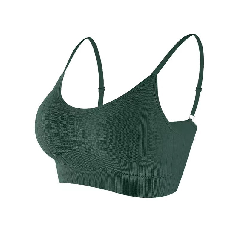 202401Adjustable strap seamless anti-slip Bra featuring a push-up wrap design, wireless support