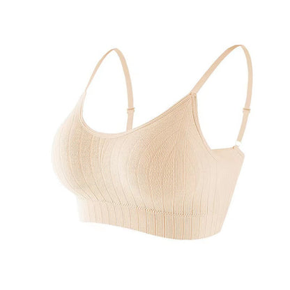 202401Adjustable strap seamless anti-slip Bra featuring a push-up wrap design, wireless support