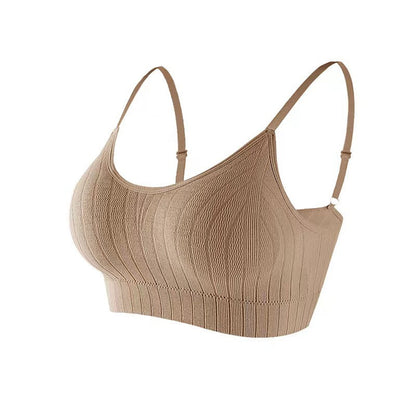 202401Adjustable strap seamless anti-slip Bra featuring a push-up wrap design, wireless support